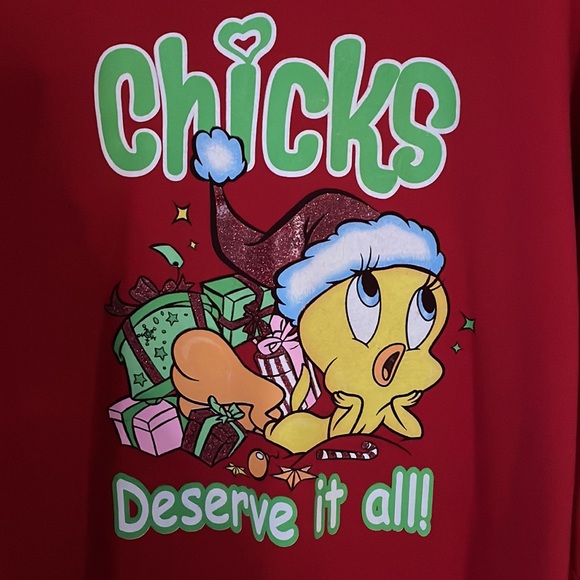 Vintage Looney Tunes Tweety Bird Christmas Holiday Oversized Crewneck - Picture 5 of 10